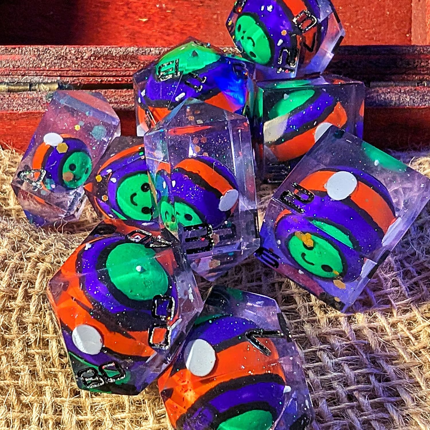 Neon BEE-tle Juice Dice (Set of 9)