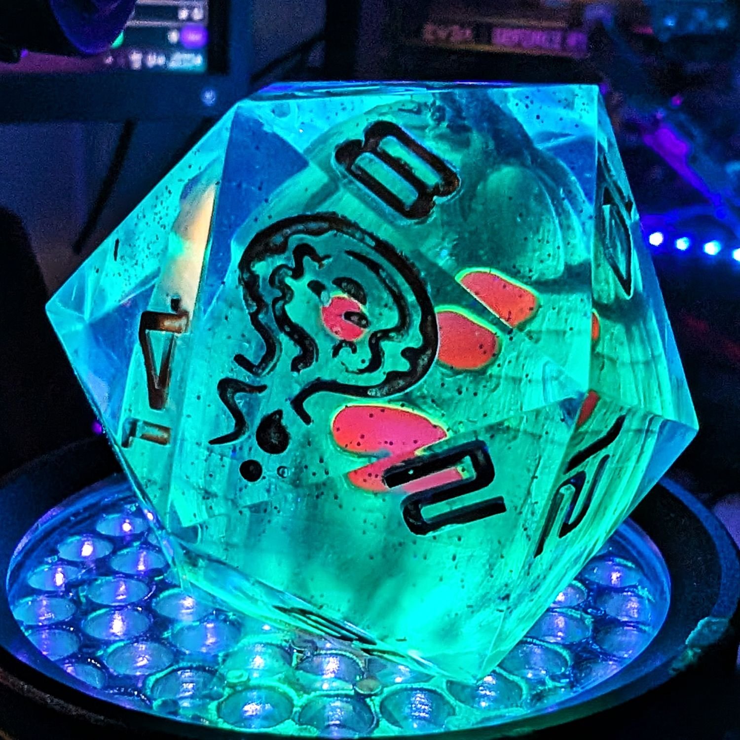 Green Jack O' Lantern Chonky D20 - Image 3