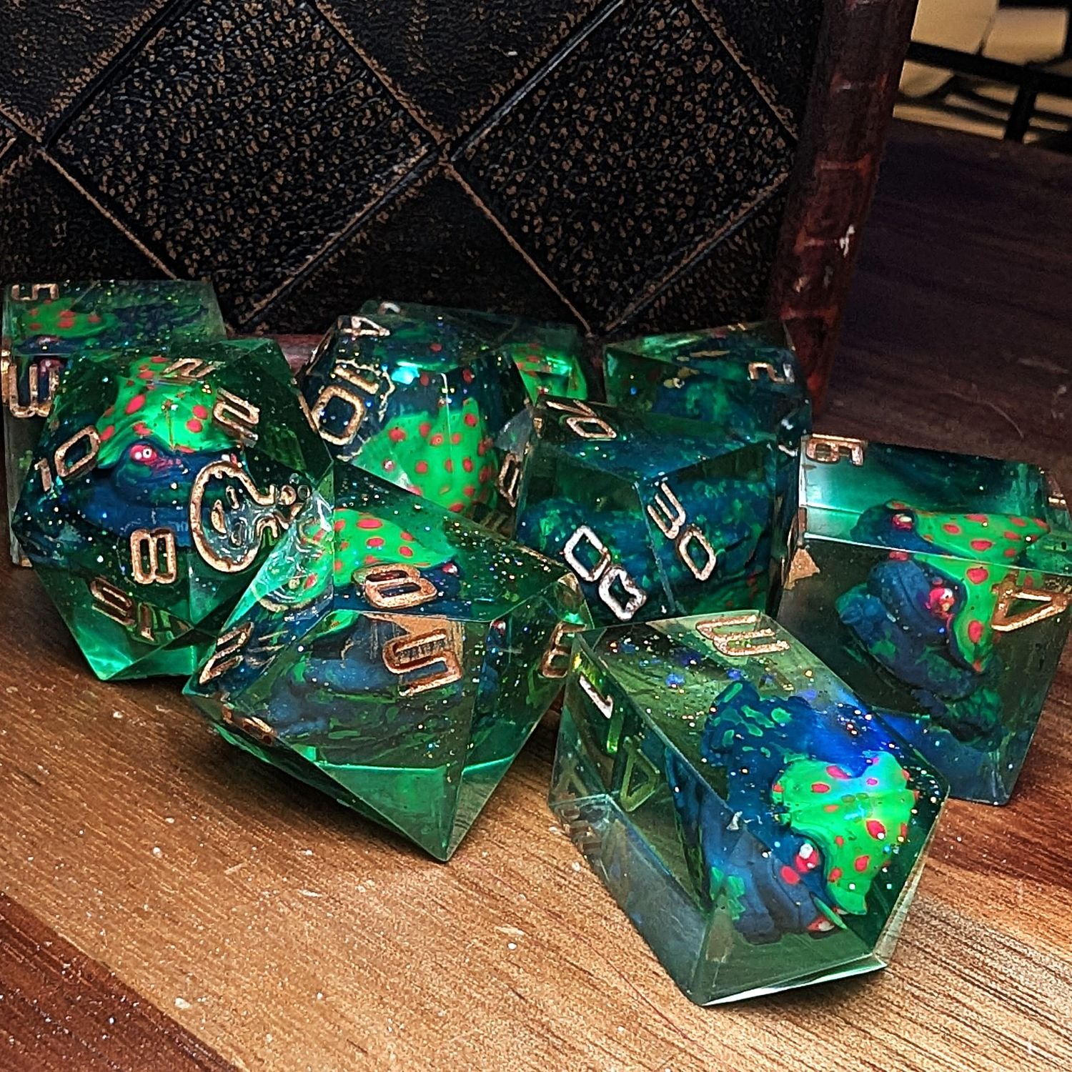Polka dot Midnight Frog Dice (Set of 9)