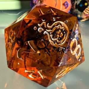 Dark Amber Jurassic Mosquito Chonky D20