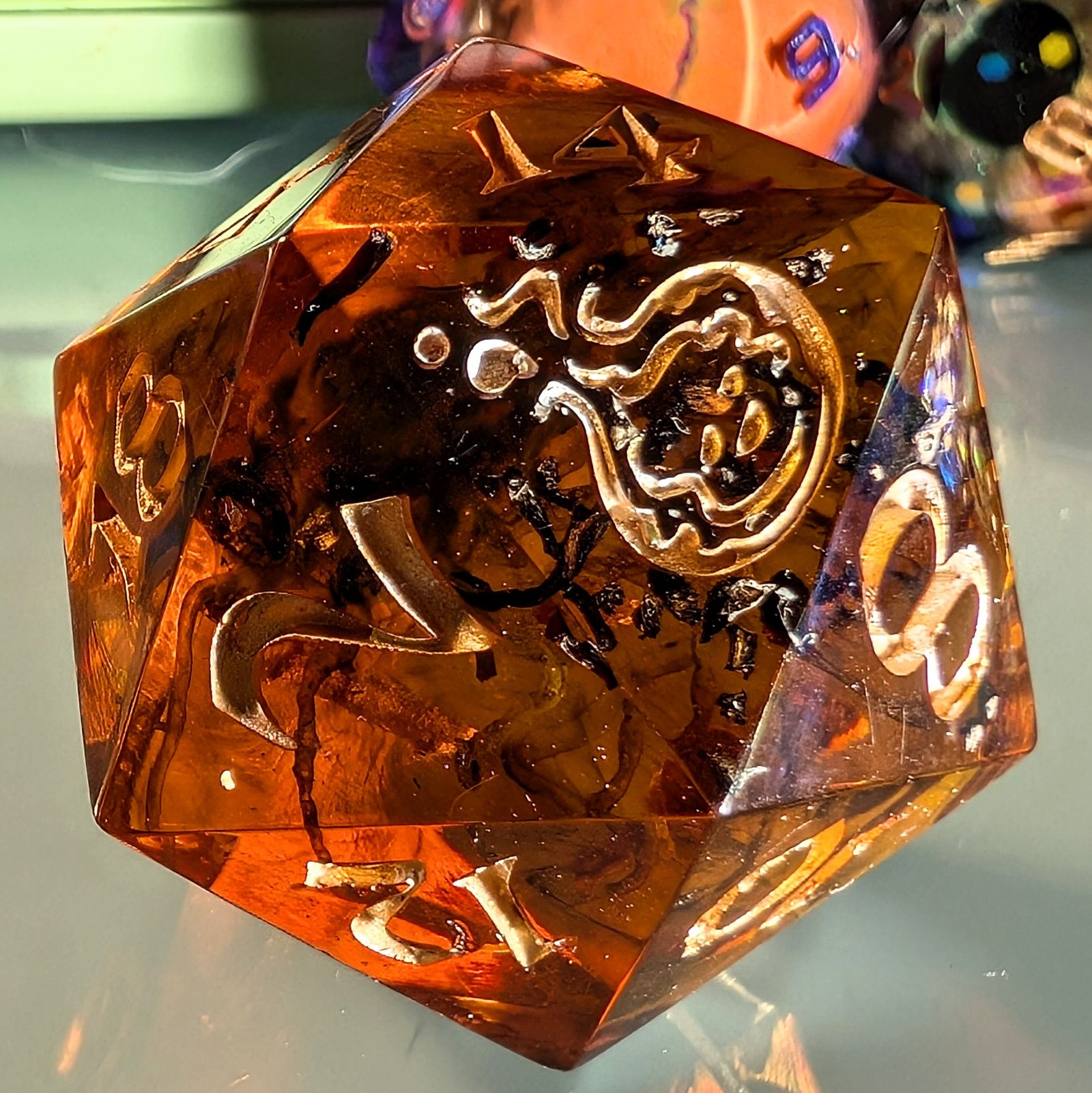 Dark Amber Jurassic Mosquito Chonky D20