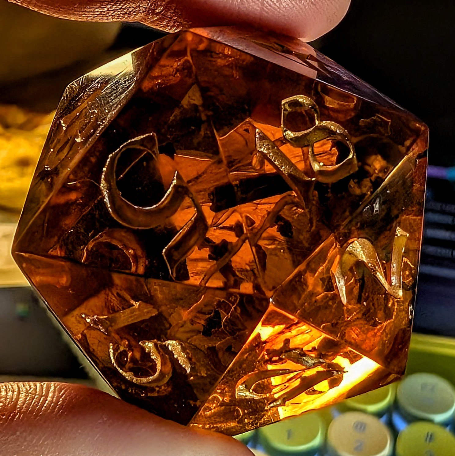 Dark Amber Jurassic Mosquito Chonky D20 - Image 3