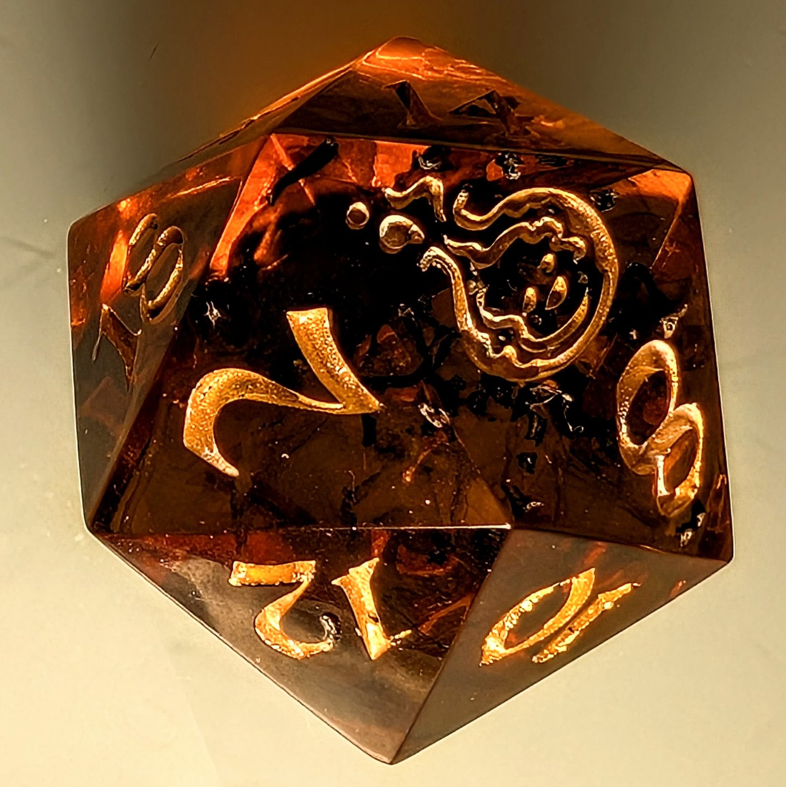 Dark Amber Jurassic Mosquito Chonky D20 - Image 4