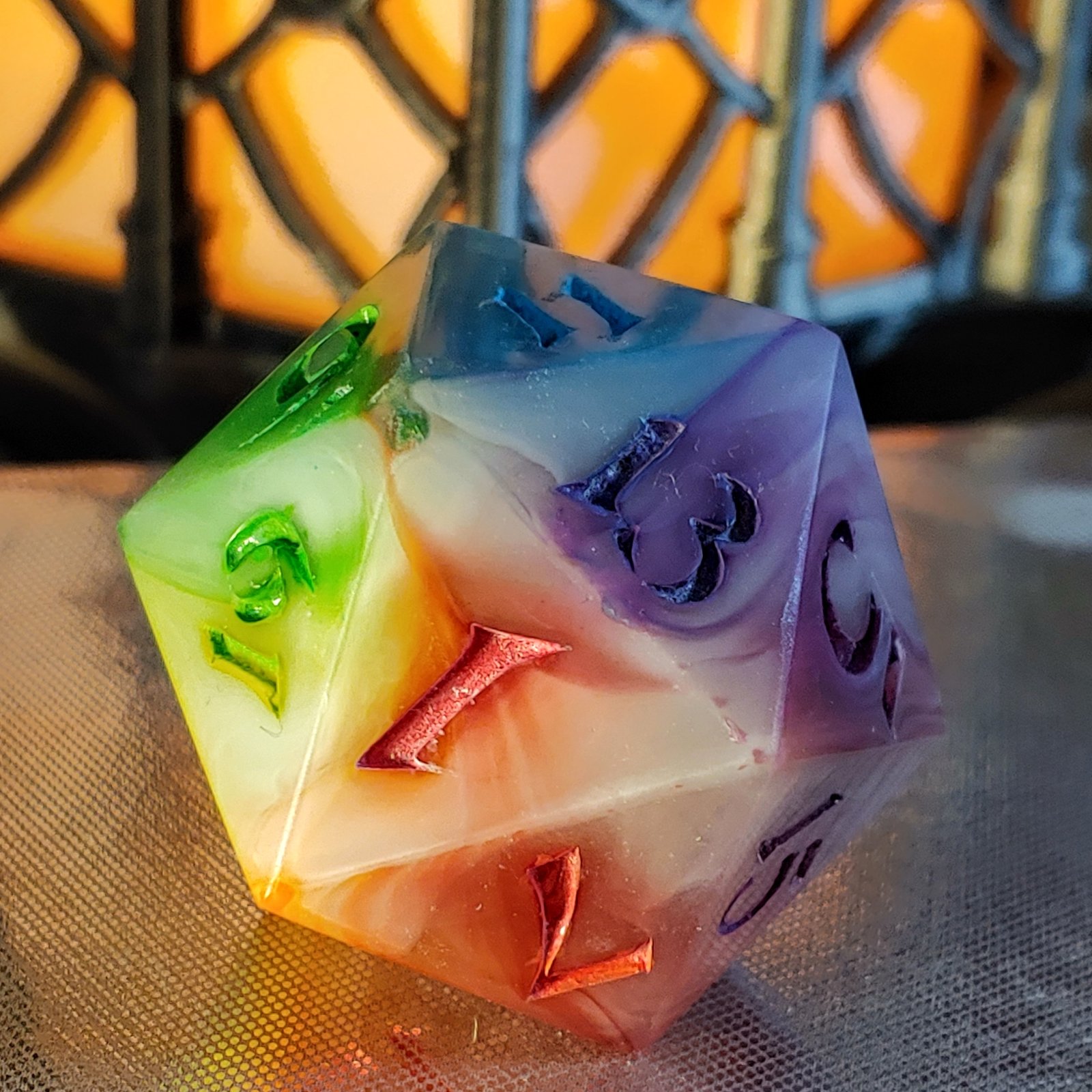 Water Colour Rainbow Chonky D20